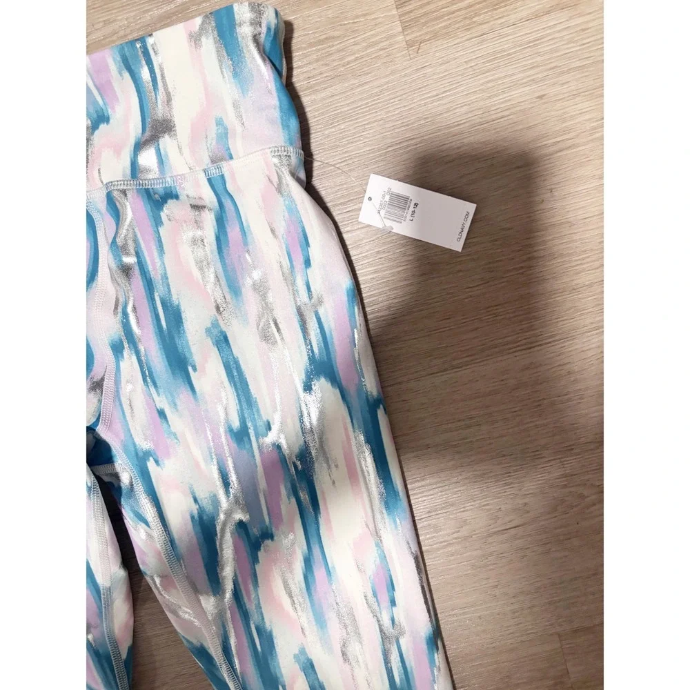 Old Navy Girls PowerPress High Waisted Abstract Foil Leggings L 10-12